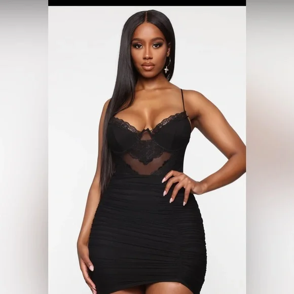 Fashion Nova | Dresses | Fashion Nova Black Ruched Mini Dress Size M |  Poshmark